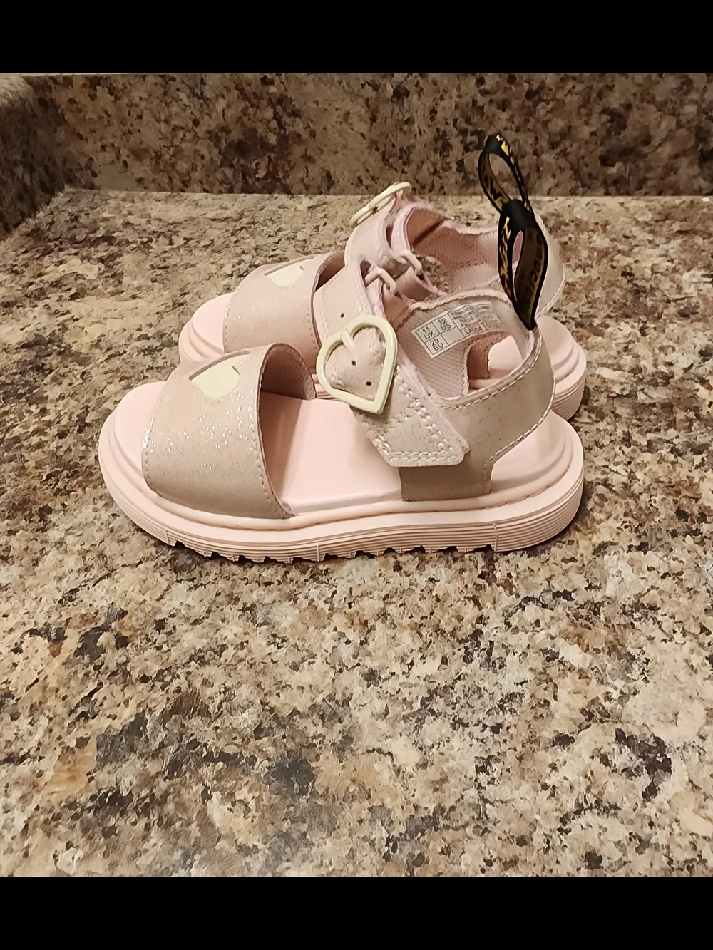 Dr. Martens Kids Pink Heart Sandals Size 12 US / 29 EU
